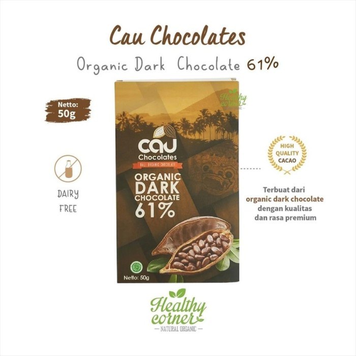 

(TopSeller) Dark Chocolate Coklat 61% 50 gr - Cau Chocolates