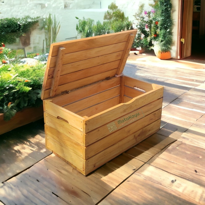Wooden crate kotak peti kayu tutup storage box penyimpanan kursi meja
