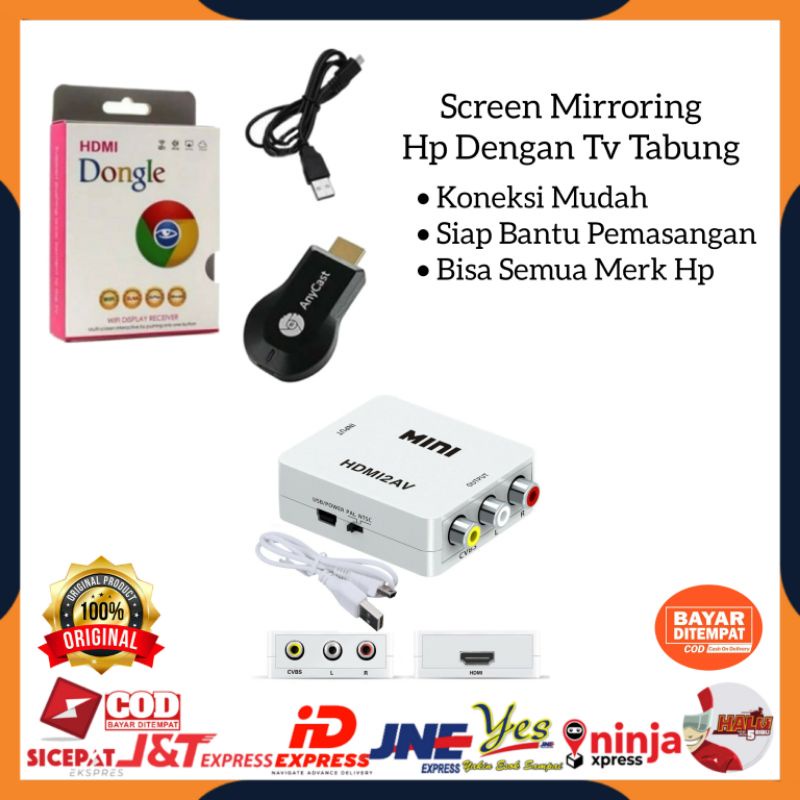 PAKET ANYCAST DONGLE HP KE TV TABUNG / ANYCAST DONGLE MIRACAST WIRELESS / PENYAMBUNG HP KE TV