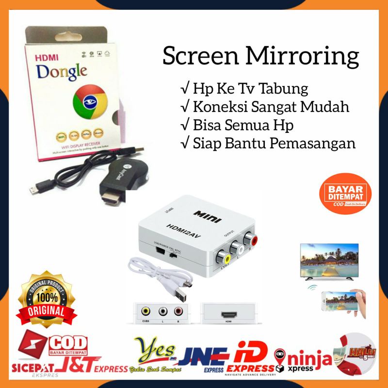 PAKET DONGLE ANYCAST DARI HP KE TV TABUNG / ANYCASH DONGEL WIRELESS MIRACAST WIFI