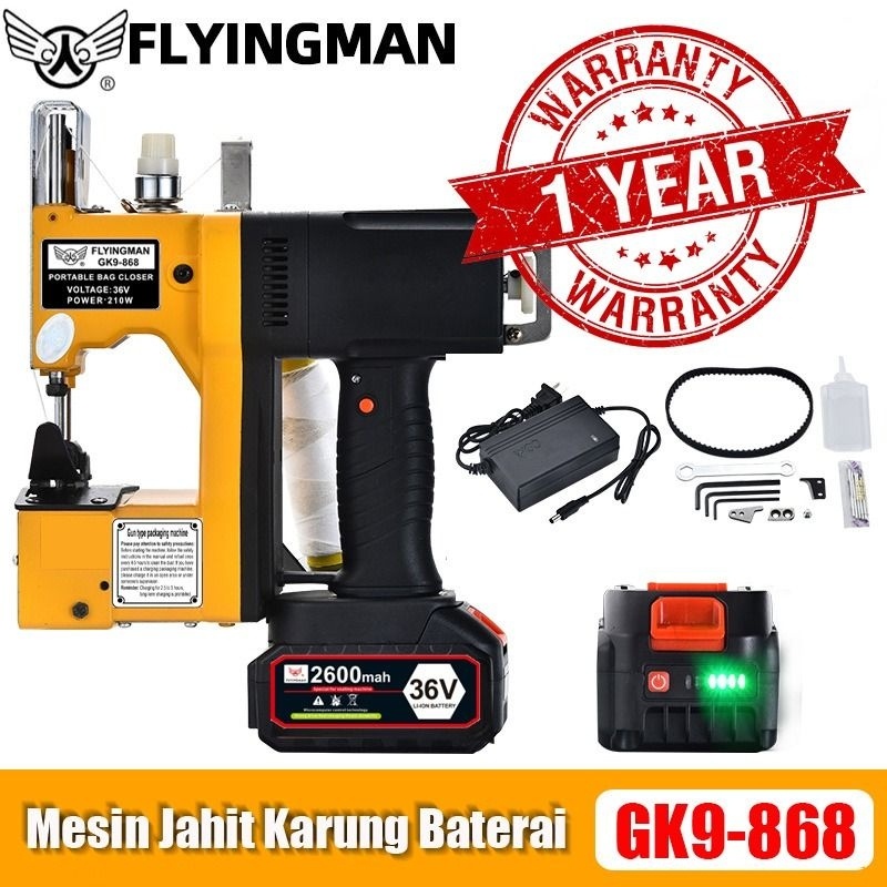 Mesin Jahit Karung Baterai ( FLYINGMAN ) Original & Baru