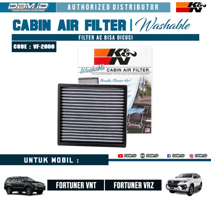 K&N KNN KN Filter Cabin AC Washable Fortuner VNT VRZ VF-2000