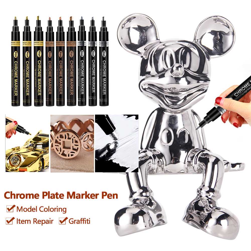 

Qago Spidol Permanen Marker Metallic Chrome Waterproof 2Mm 3Mm Spidol Permanen Marker Metallic