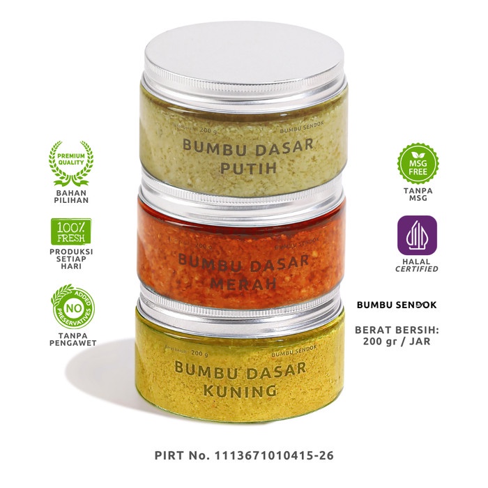 

BUMBU SENDOK Paket (3 Jar) Bumbu Dasar Putih, Kuning, Merah 200g