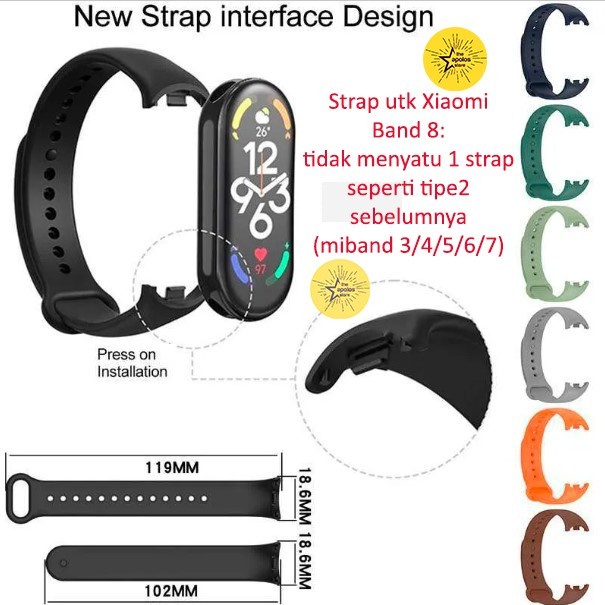(Expert) Strap MiBand 8 Tali Jam Xiaomi Mi Band 8 Tali Pengganti Xiaomi Mi Band 8
