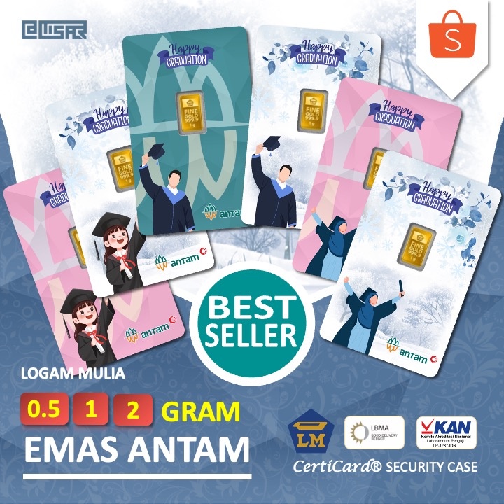 UM1 LM Logam Mulia Emas Antam 0.5 gr 1 gr 2 gr gram Kado Wisuda Wisudawan Gift Happy Graduation
