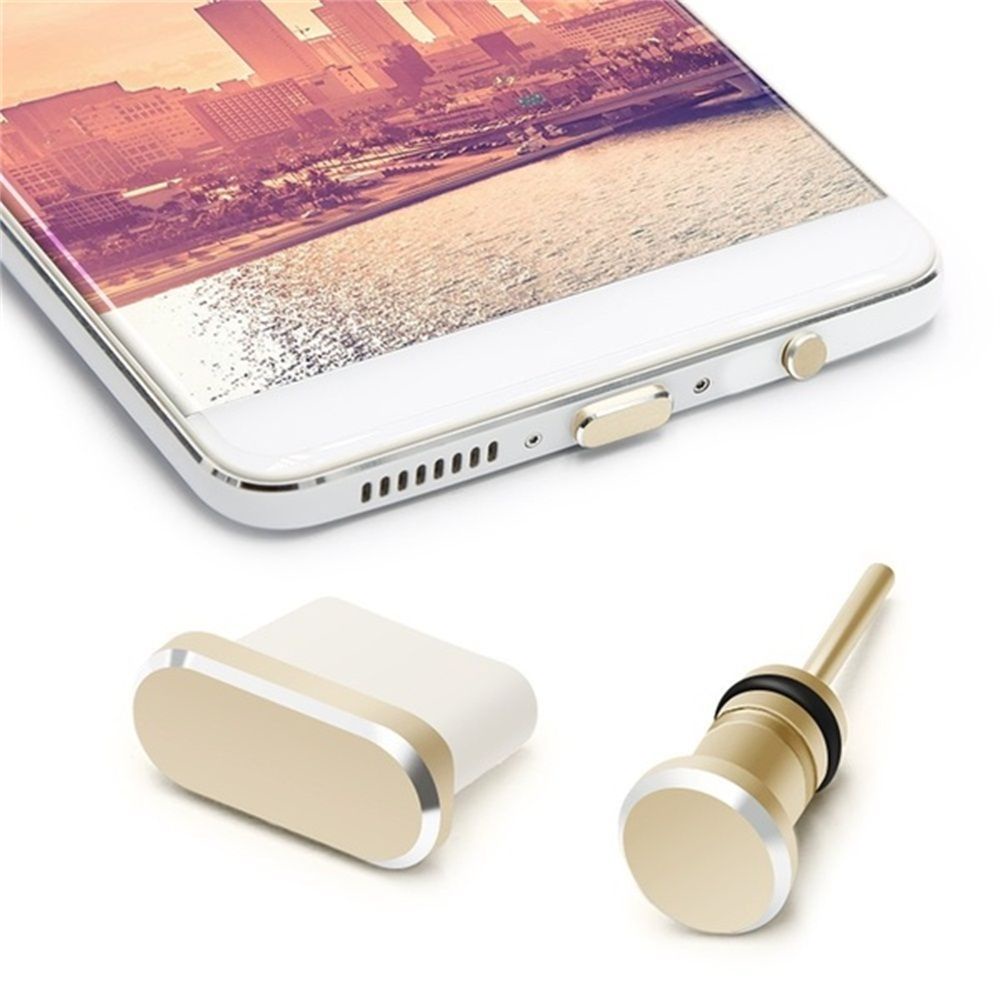2Pcs/Set Metal Type-C Charging Port Anti-Dust 3.5Mm Earphone Jack Dust Plug For Samsung Huawei
