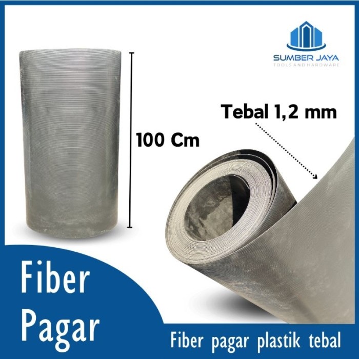 Lengkap- Fiber plastik tebal penutup pagar motif garis tebal 1.2 mm tinggi 1 meter Warna Hitam dan