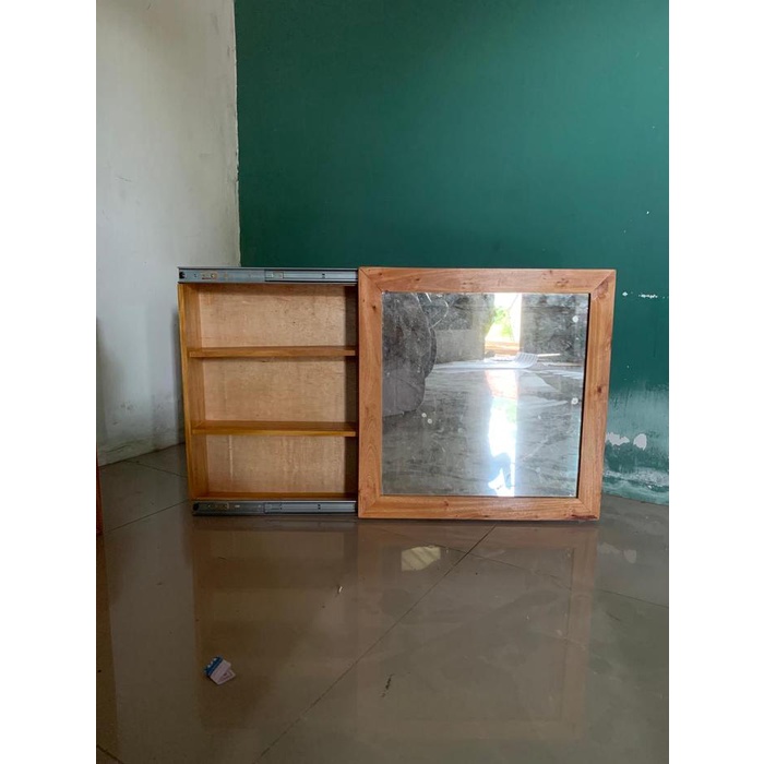 (Expert) Lemari Kaca Cermin Rias Dinding Rak Kosmetik Cermin Geser Lemari Makeup Kotak Obat Cermin