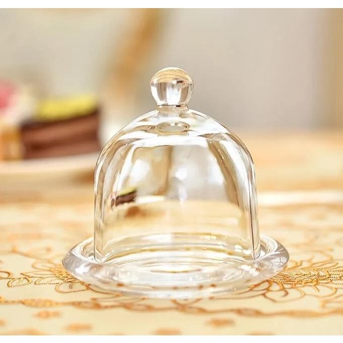 MacamKita- Wadah Kue Cupcake Macaron Buah Cake Dome Glass Stand Cover Mini Displa