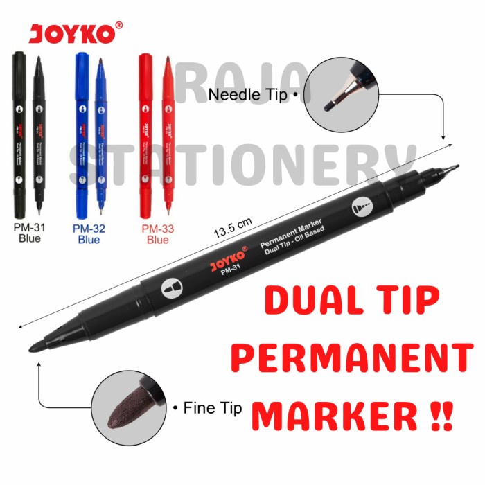 

Joyko Permanent Marker DUAL TIP / Spidol Permanen Joyko PM 31~33