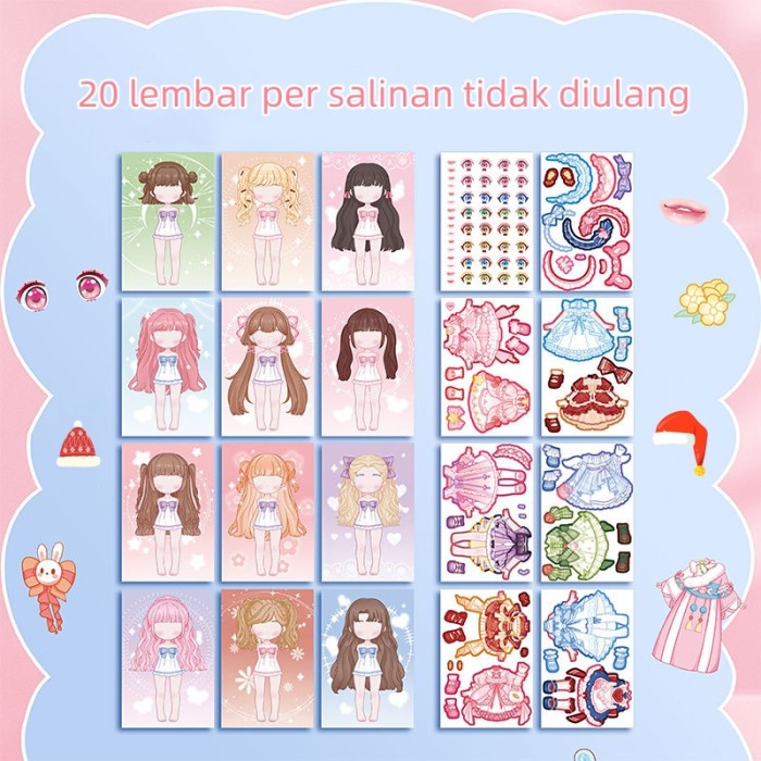 

Buku Stiker Diy/ Stiker Dress Up Book/ Buku Sticker Diy Fashion Diary BP Jadul Lucu Sticker Dress Up