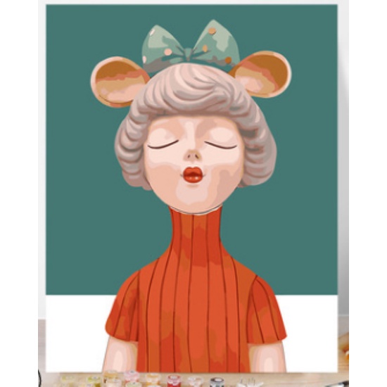 

IK! [WITH FRAME] Paint By Number Set 40 x 50 cm Girl Series / DIY Painting Kit Numbers Lukis Canvas