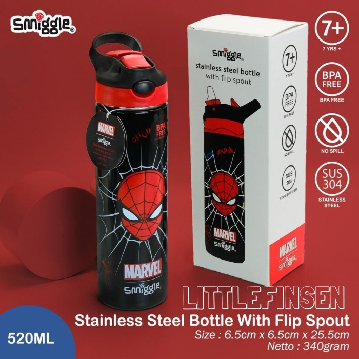 Ready Botol Minum Stainless Minecraft Spiderman Marvel Ariel/Botol Minum Stainless Smiggle