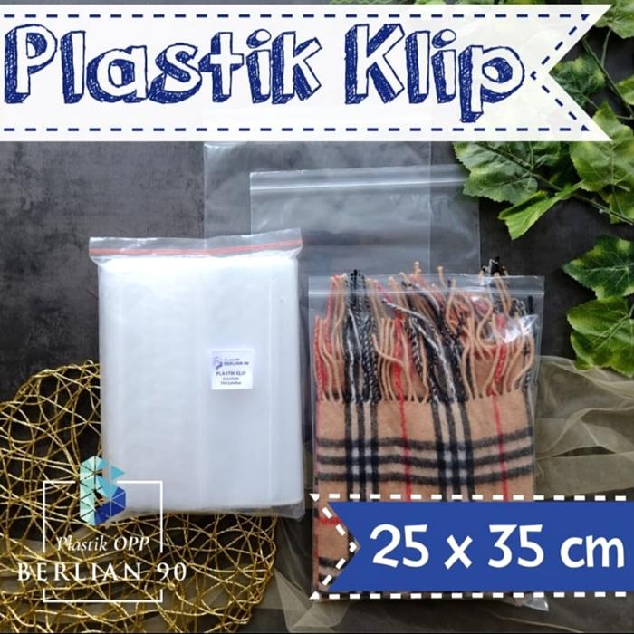 ada- { 1 Pack } Plastik Klip Putih Kemasan Baju 25x35 cm isi 100 pcs - Klip Baju Anak - Plastik