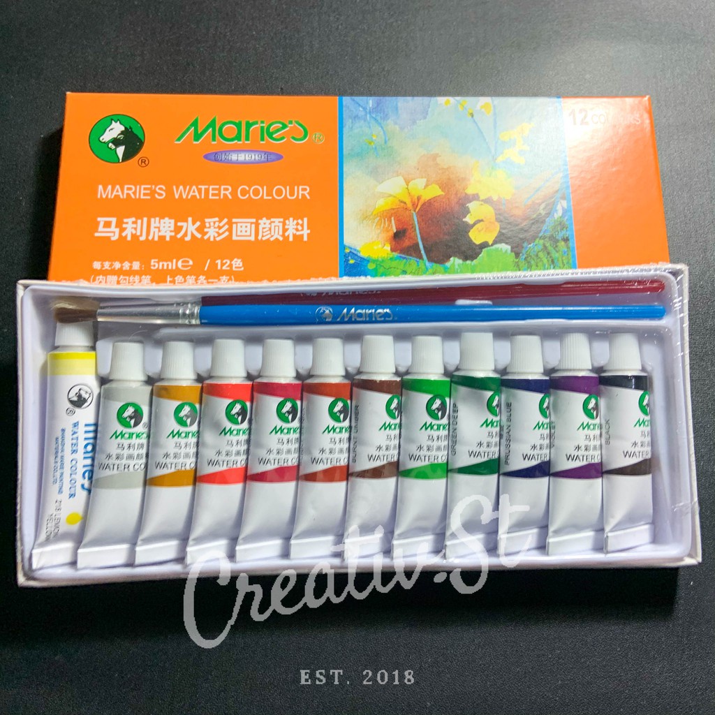 

IK! MARIES Cat Air Water Color Set 12 - 5 Ml + Kuas Watercolor Cat Air