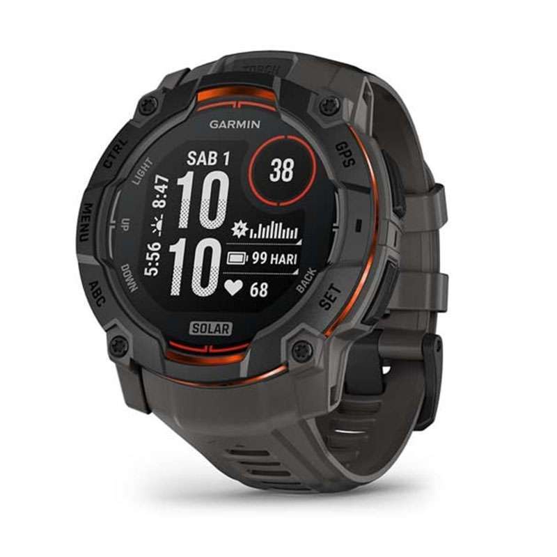 JAM TANGAN GARMIN SMARTWATCH PRIA INSTINCT 3 SOLAR CHARCOAL 5 CM INSTINCT3 JAM TANGAN DIGITAL PRIA