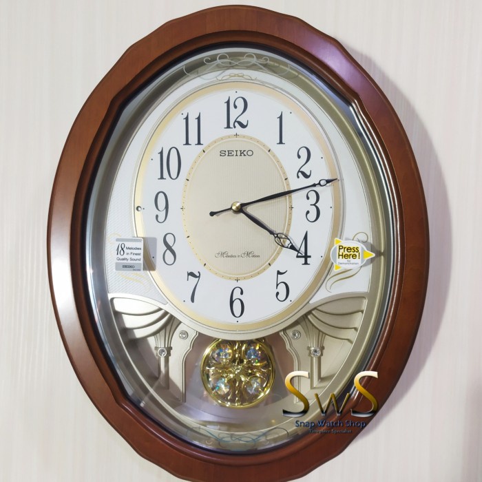 SEIKO QXM351 Jam Dinding Musikal 18 Melodi Case Kayu Original