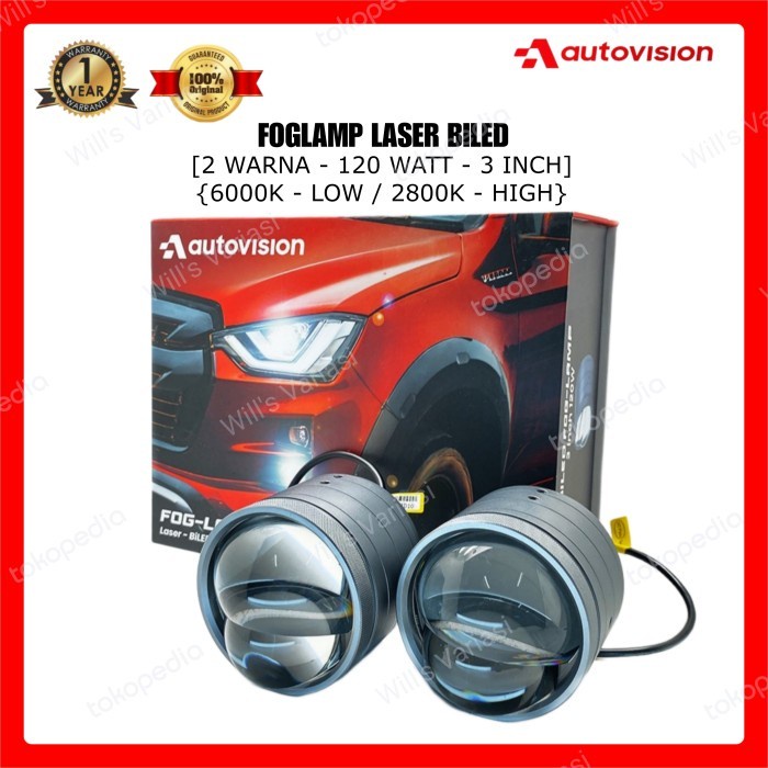 Foglamp Laser Projector Biled 3" 2 Warna 120W Projie Biled 3 Inch Autovision Lampu Led Sorot