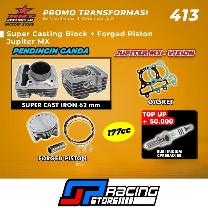 Paket Bore UP Jupiter MX / VIXION - Blok Piston 62 MM - BRT Promo 413