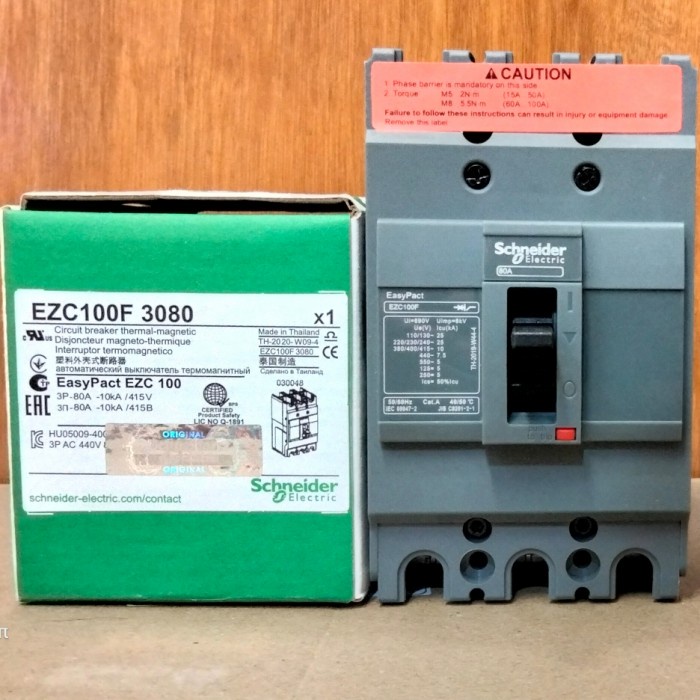 Mccb Schneider Ezc100F 3P 80 Ampere Original / Mccb 3P 80A Schneider