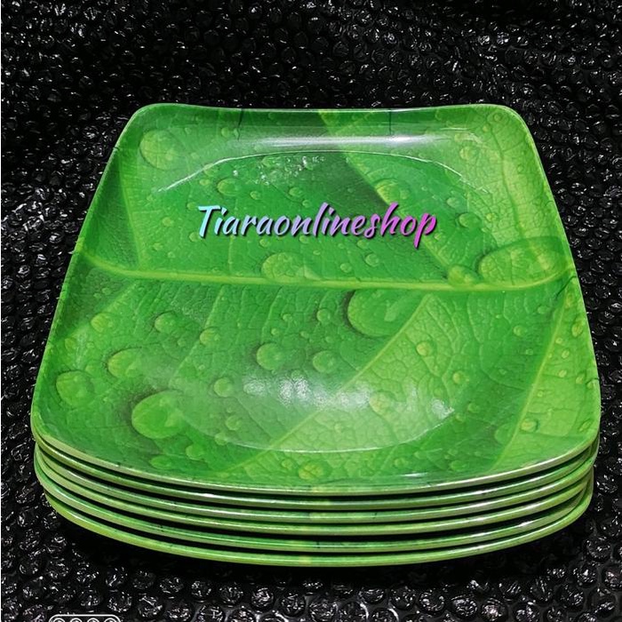 silahkan- Piring kotak melamin motif daun /piring persegi melamin foodgrade /piring lauk/piring