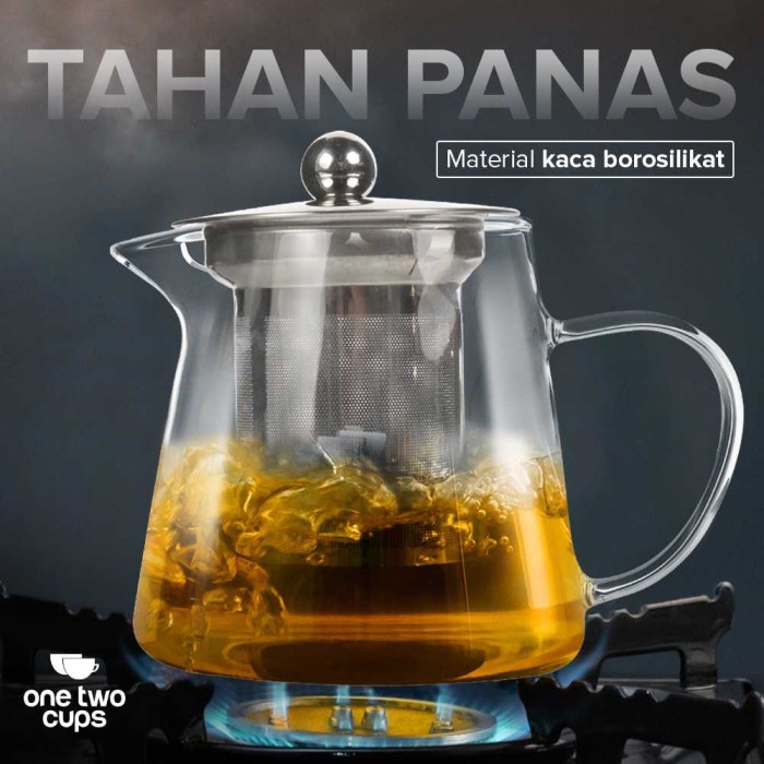 silahkan- Teko Kaca Tahan Panas Bening Teko Teh Saringan Teh Teko Kaca Tahan Api Pitcher Teh