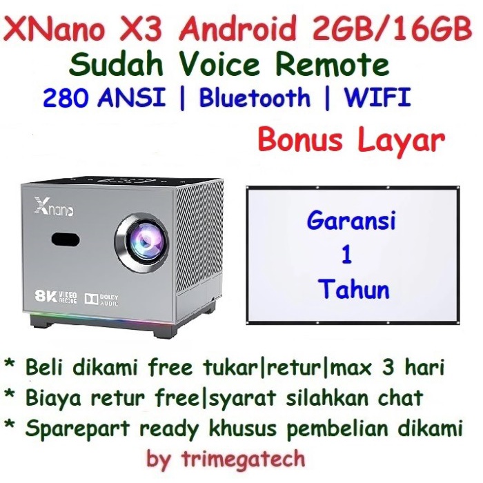 Proyektor hiplay Xnano X1 X3 X5 Android 2GB/16GB