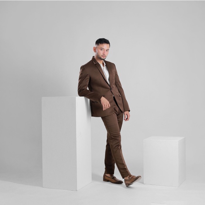 New Goldy Setelan Jas Celana & Rompi Coklat - Peaky Premium Ready