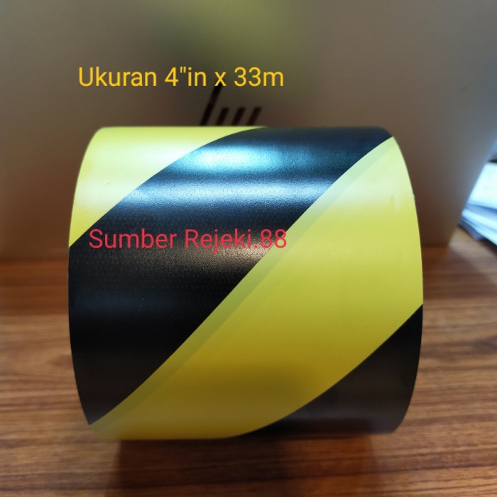 

VINIL TAPE FLOOR MARKING HITAM-KUNING 4"INX33M GARIS LANTAI KM