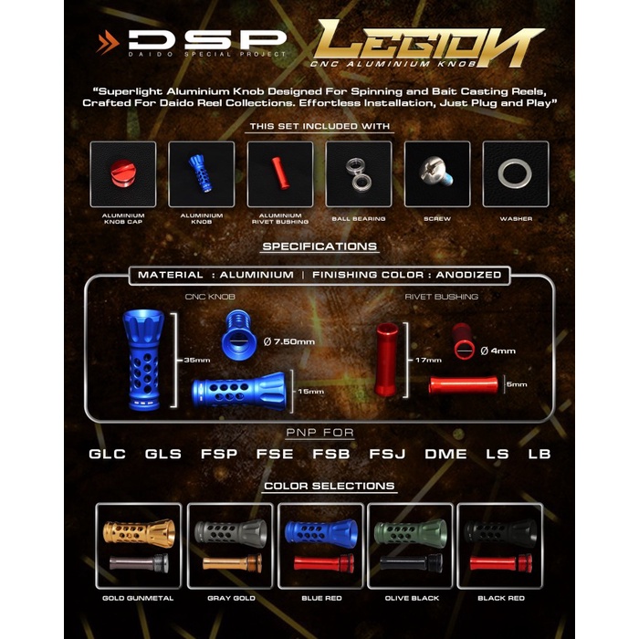 Ready Daido - DSP Handle Knob Reel Legion CNC Alumunium - Daido Knob Reel