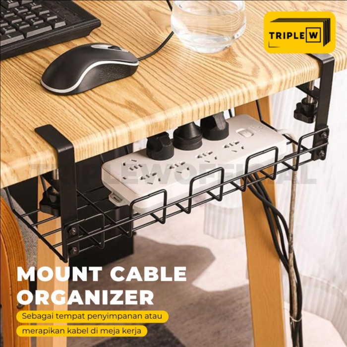 

New Triple W Under Desk Mount Cable Organizer Socket Perapih Kabel Meja
