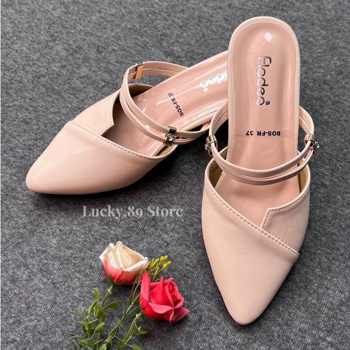 FLADEO Sandal Selop Wanita Heels 3cm HL Shoes Pesta Kondangan Mewah