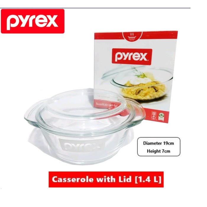 TERLARIS PYREX Casserole With Lid 1.oleh4 L Mangkok Kaca Tahan Panas