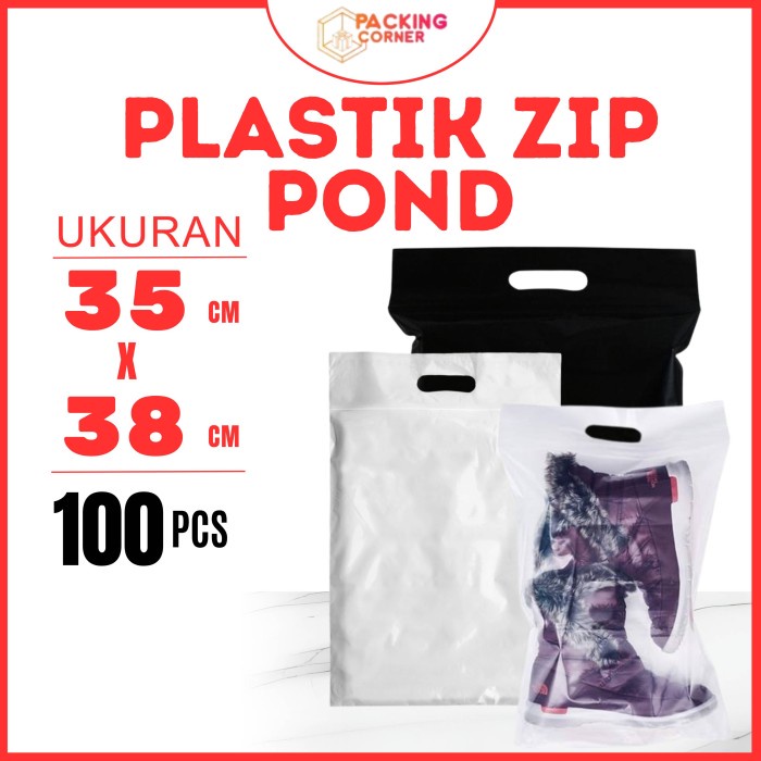 Plastik Klip Plong Pond Zip Ziplock Laundry Hitam Putih Bening 35x38