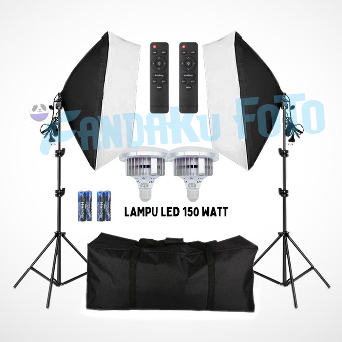 lighting kit set studio paket 2 payung softbox 2 tripod lampu