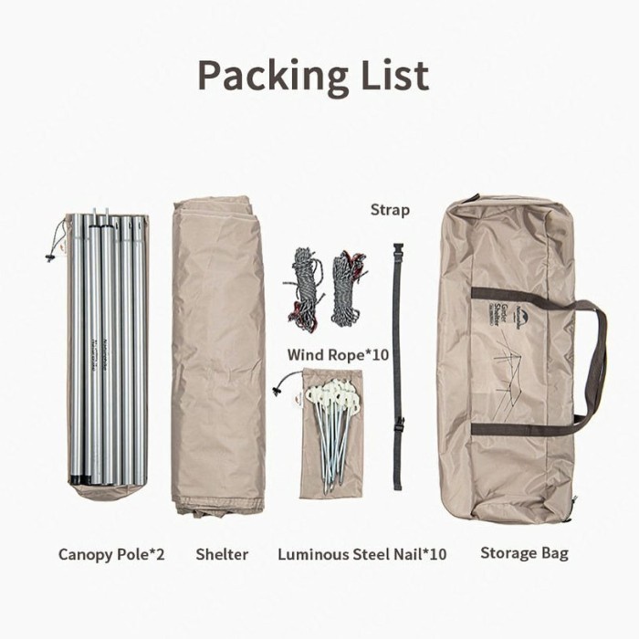 FLYSHEET SQUARE NATUREHIKE NH20TM006 GIRDER SHELTER KANOPI TENDA