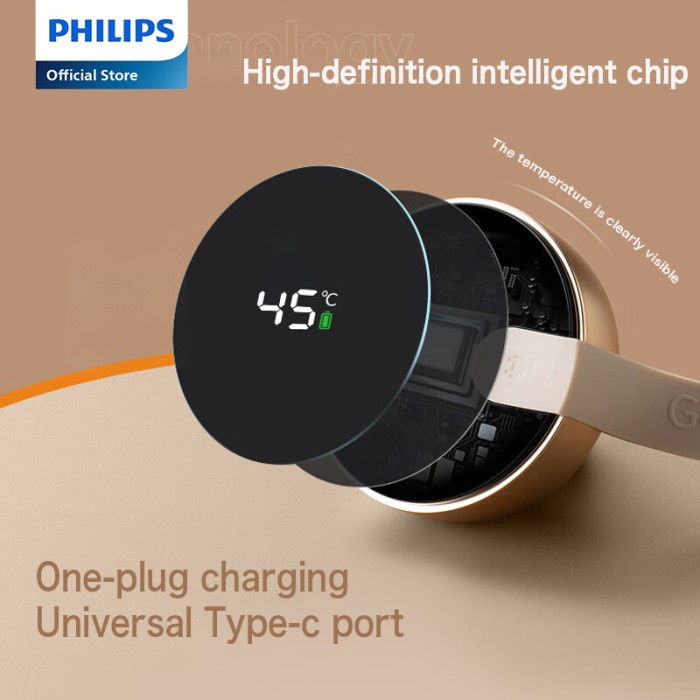 HOT SALE Philips Cangkir Termos 460ml termo vakum SUS316 dengan layar suhu dan port charger Type-C