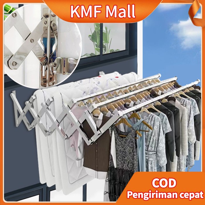 Jemuran Baju Tempel Dinding Jemuran Pakaian Lipat Stainless Stee Jemuran Tempel Dinding Multilayer