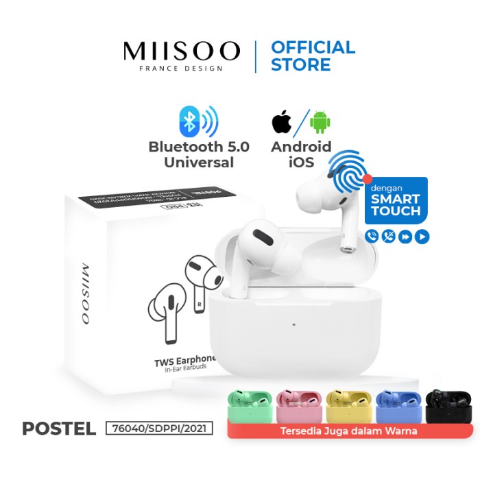 MIISOO i13 PRO Macaron i12 METAL TWS Earphone IZIN POSTEL TRUE Wireles