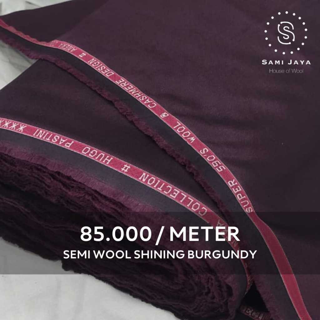 Kain Bahan Jas & Celana Wedding Semi Wool Shining warna BURGUNDY