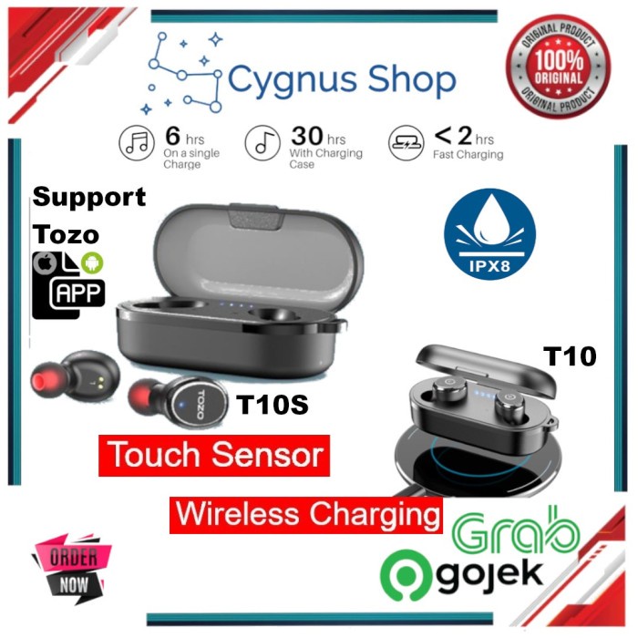 Tozo T10 TWS Stereo Headset Wireless Earbuds Wireless Charging IPX8