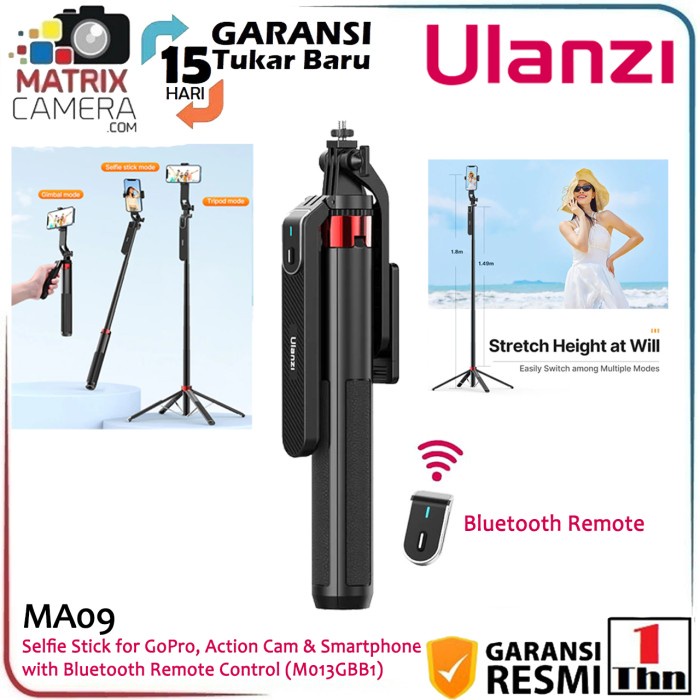 Ulanzi Ma09 Selfie Stick With Remote For Action Cam & Smartphone