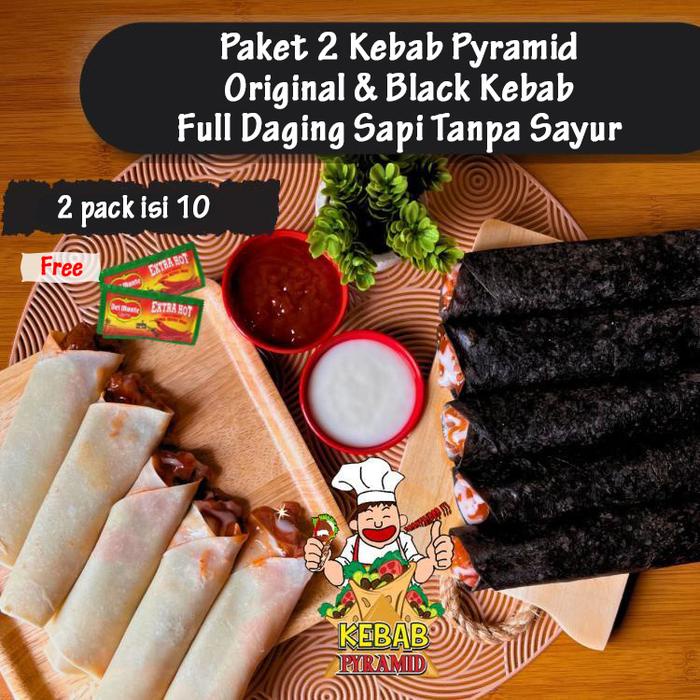 

IM470 Paket 10 Kebab Pyramid PANJANG Ori dan Black Daging Sapi Tanpa Sayur (10 PCS) Makanan frozen
