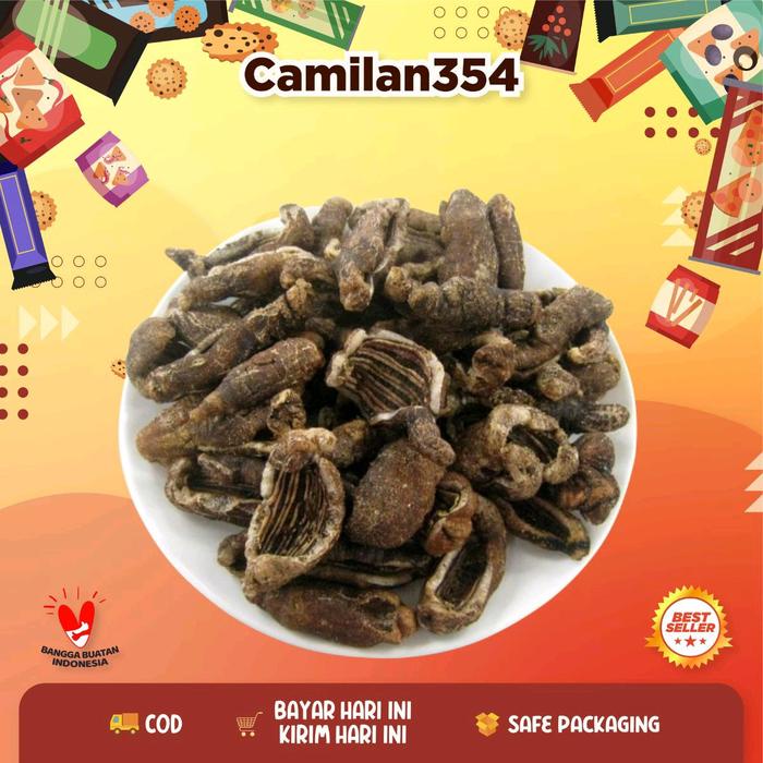 

DISKON Kerupuk Teripang Hitam Matang - 100gr / Krupuk Keripik Tripang Terung Timun Laut Blonyo Gurih