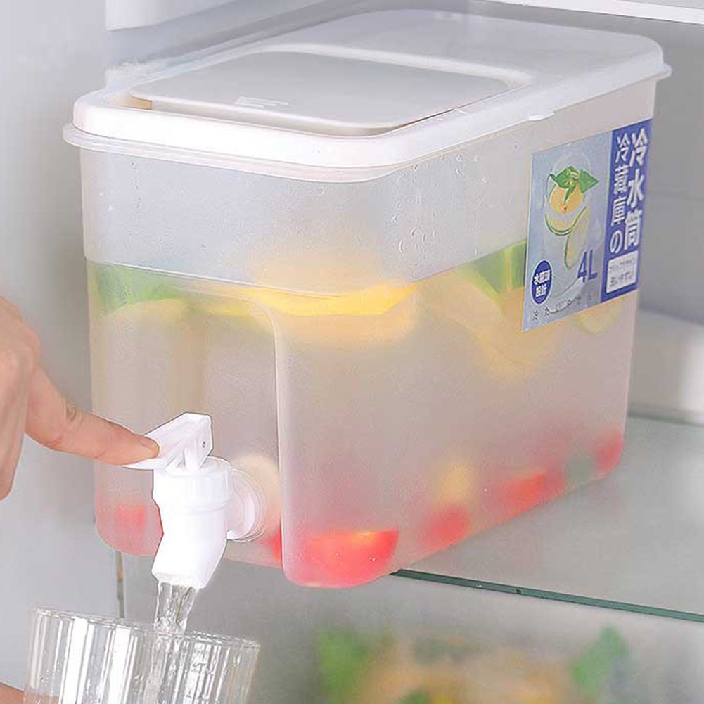 4L Refrigerator Water Dispenser Plastic with Faucet Fridge Water Container Large Capacity Lemonade C