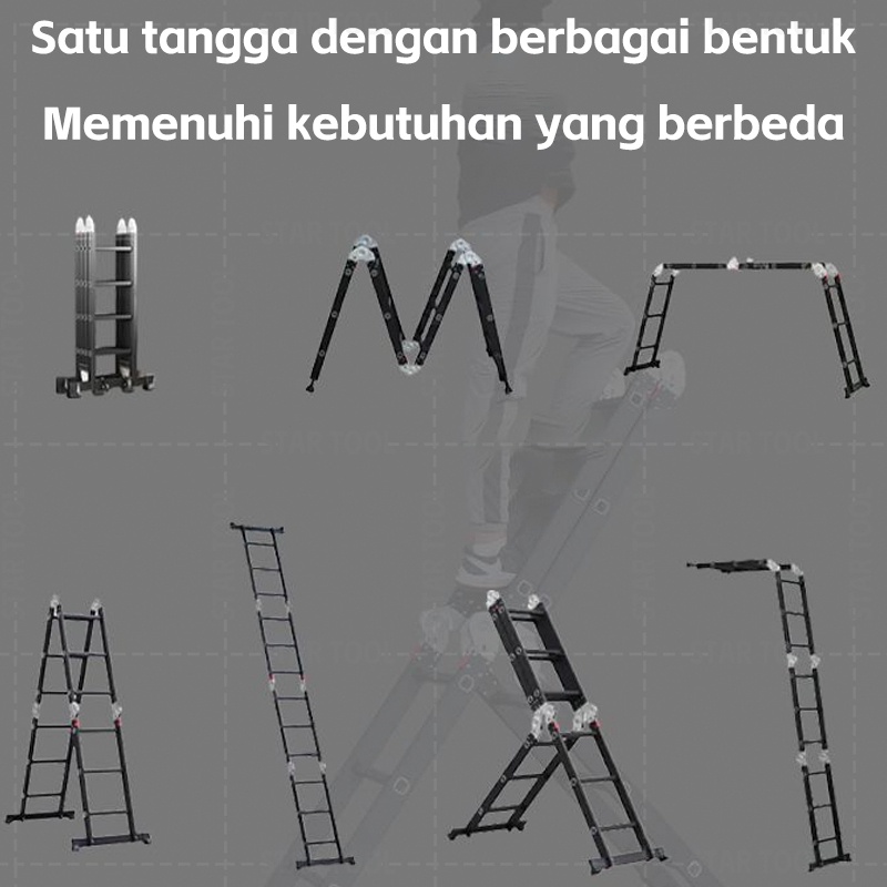 AYOOOLLARIZSS REAIM Tangga Lipat Aluminium Paduan Aluminium Teleskopik Tangga Teleskopik