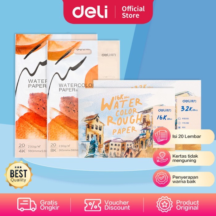

TERBARU Deli Watercolor Paint Paper / Kertas Gambar Canvas 20Lembar 739XX HOT SALE!