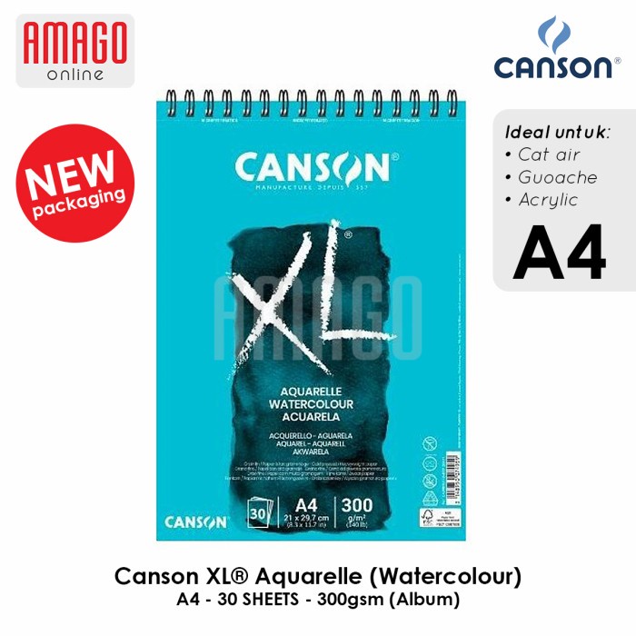 

TERBARU CANSON XL - AQUARELLE - 30 SHEETS - A4 - 300G (ALBUM) - 400039170