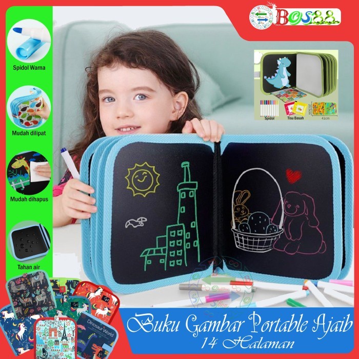 

TERBARU Buku Gambar Portable Ajaib Reusable Bisa Dihapus 14 Hal Free Tissue BISA GOSEND!